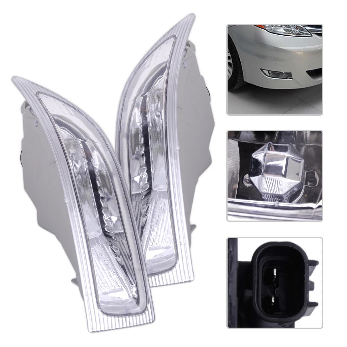 

DWCX New 2Pcs Car 2 Pin Right + Left Front Fog Lamp Light with Bulbs 81210-AE010 81220-AE010 fit for TOYOTA SIENNA 2004 2005