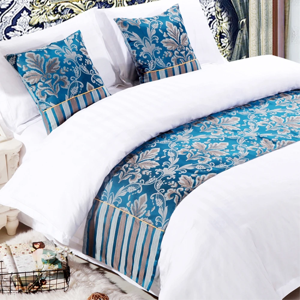RAYUAN Home Hotel Decor Bedspread Floral Double Layer Bed ...