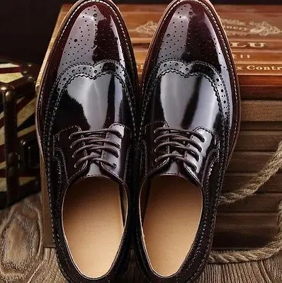 patent leather wingtip shoes