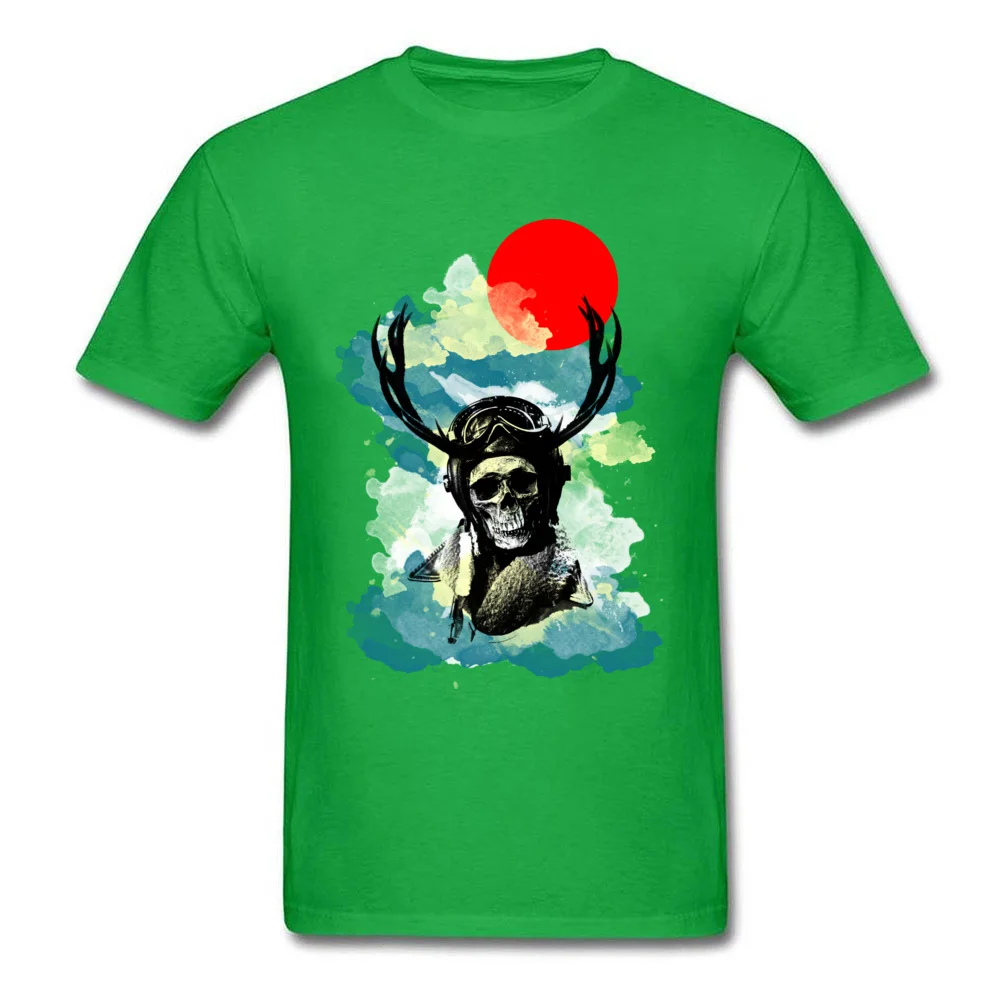 Water Color Pilot Deer and skull_green