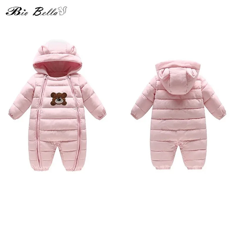

Baby Infantil Winter Dowm Jacket Cartoon Hooded Cute Bear Zipper Boy Girl Winter Clothes New Kids Newborn Think Kids Outfits