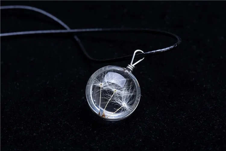 Лидер продаж хрустальный стеклянный шар Одуванчик ожерелье длинная полоса Кожаная цепочка Кулон Ожерелье s для женщин ювелирные изделия подарок
