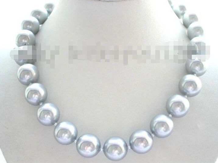 

Natural 16mm Gray Round Shell Pearl Necklace!@^Noble style Natural Fine jewe FREE SHIPPING ##a #a