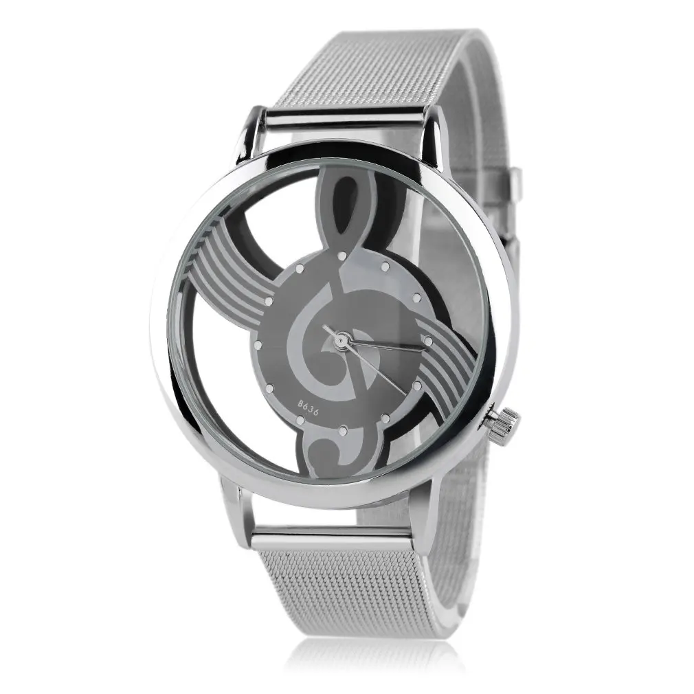 

Stylish Ultra Thin Stainless Steel Mesh Music Note Design Waterproof Unisex Quartz Wristwatch for Drop Shipping Wholesales