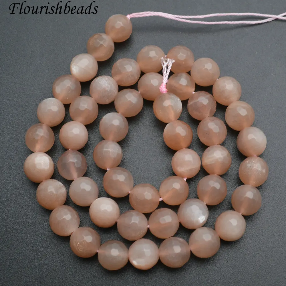 

6mm~12mm High Quality Natural Faceted Peach Moonstone Stone Round Loose Beads DIY Jewelry making supplies 5 strands per lot