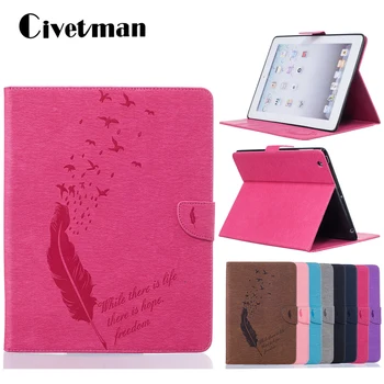 

For iPad 2 3 4 9.7" Embossed Feather PU Leather + Soft Back Case Auto Sleep/Wake Up Smart Tablet Cover For iPad 2/3/4 9.7 inch