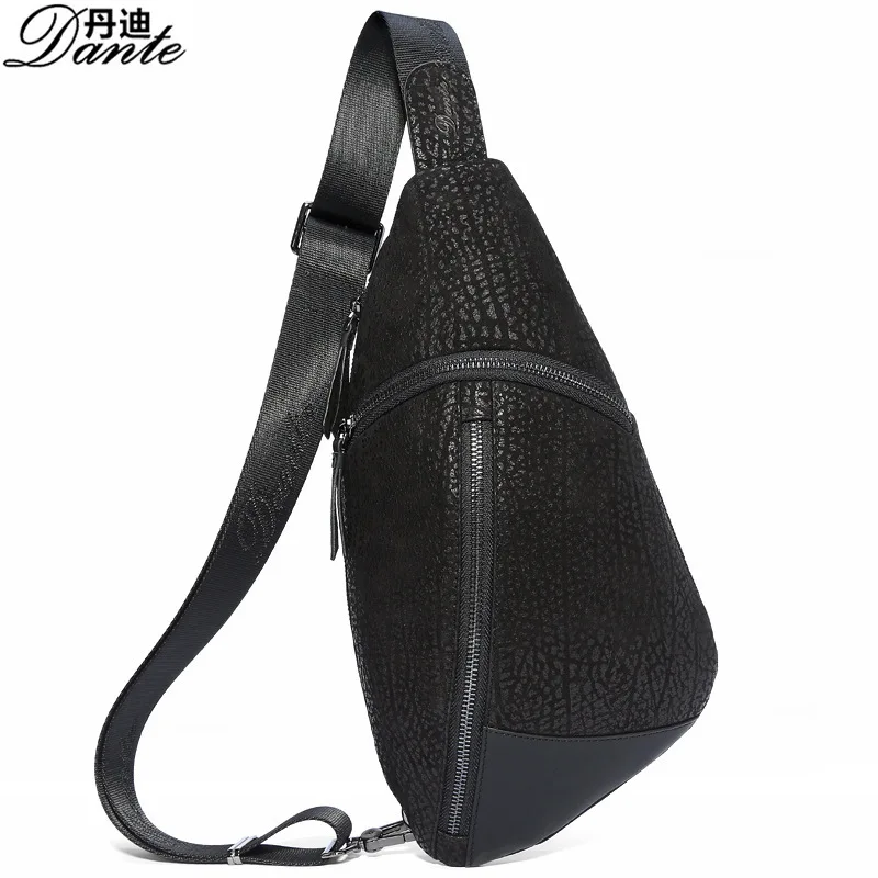 

Dandy brand new boys leather chest Korean style first layer of cowhide stitching shoulder bags for man and women