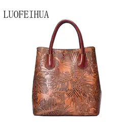 Женские сумки из натуральной кожи для женщин 2019 Новая роскошная Ретро тисненая сумка брендовая сумка женская дизайнерская сумка