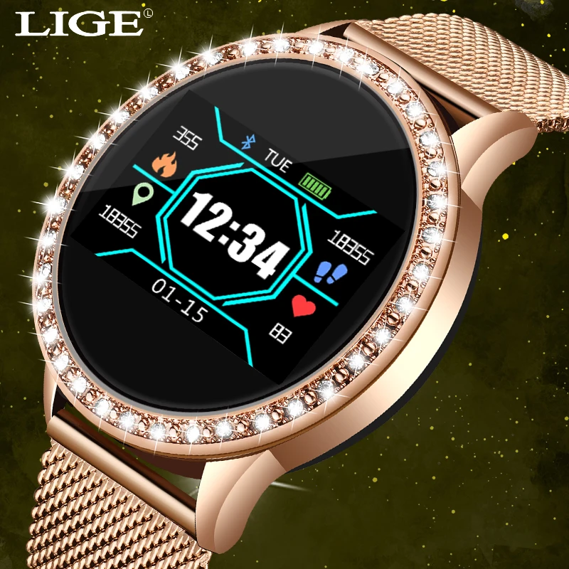

LIGE Smart Watch Women IP67 Fitness Tracker Blood Pressure Heart Rate Monitor Pedometer Sports Smart Bracelet For Android ios