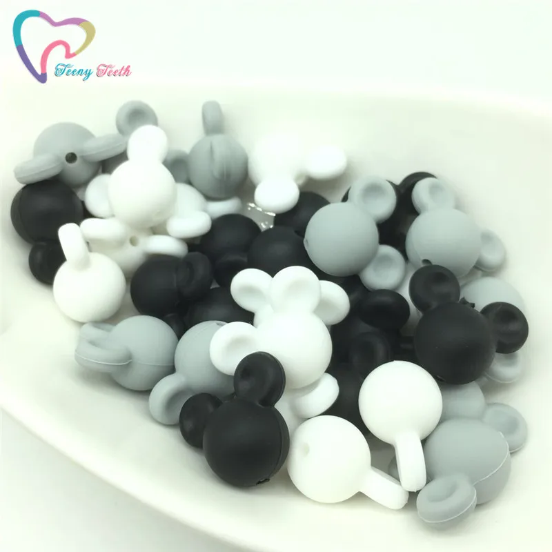 

Силиконовые бриллианты с Микки-Маусом безопасные пищевые силиконовые бриллианты с жевательным рисунком Микки-Мауса 9 шт. Смешанные черные белые серые