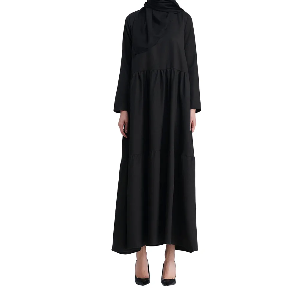 Новая модная мусульманская абайя Платье женское 2019 мусульманское длинное платье для девочки труба рукав абайя длинные халаты Туника Пояс