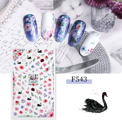 Стикеры 3D на ногти Nail Art цветные маленькие свежие цветы в форме птиц Водная передача слайдер для ногтей искусство Z0126 - Цвет: 543