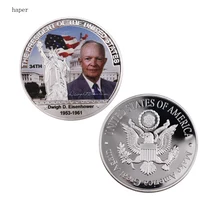 Праздничные подарочные сувениры 999,9 Серебряная монета Dwigh D Eisenhower США 34th President Подарочная монета из металла