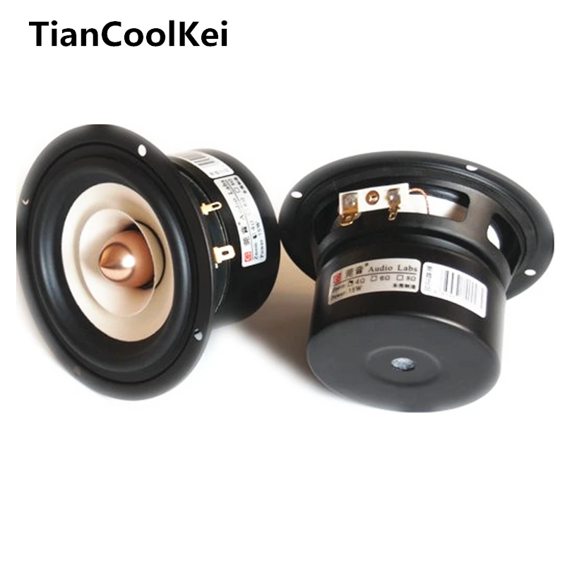 Audio Labs High Performance 4inch full range speaker 1Pair Mixed Paper Cone Aluminum Bullet 4/8ohm 25W 4