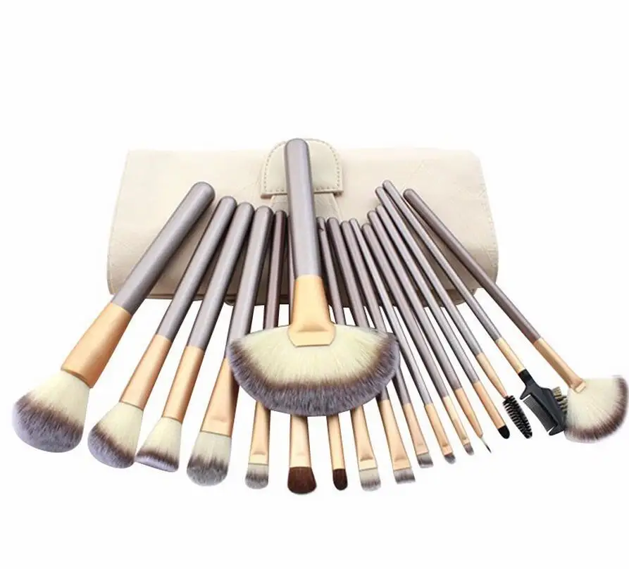 

New Professional Soft Makeup Brushes Set Cosmetic Real Make Up Tools Eyeshadow Blush Set With Leather Bag 1Set/lot 18pcs