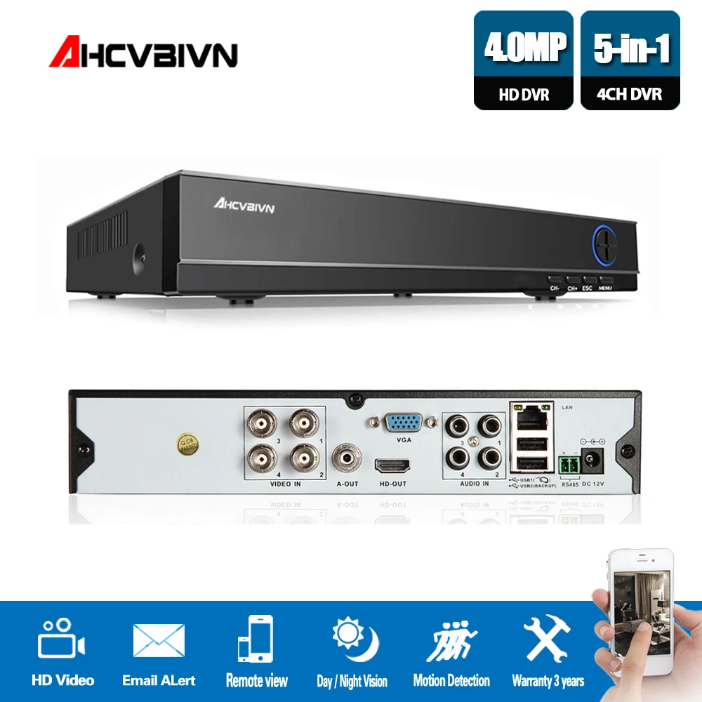 

New Super 4CH 4MP AHD DVR Digital Video Recorder for CCTV Security Camera Onvif Network 16 Channel IP HD 1080P NVR Email Alarm