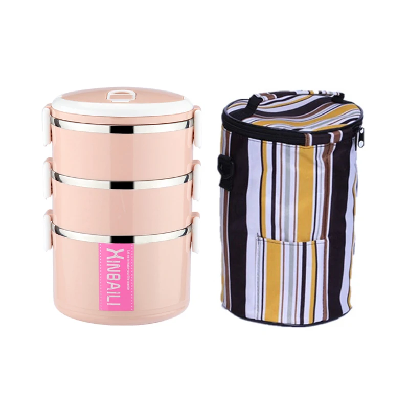 1-4 Layer Portable Stainless Steel Lunch Box Food Container Dinnerware Set Thermo Insulated Lunchbox Plastic Bento Box Leakproof