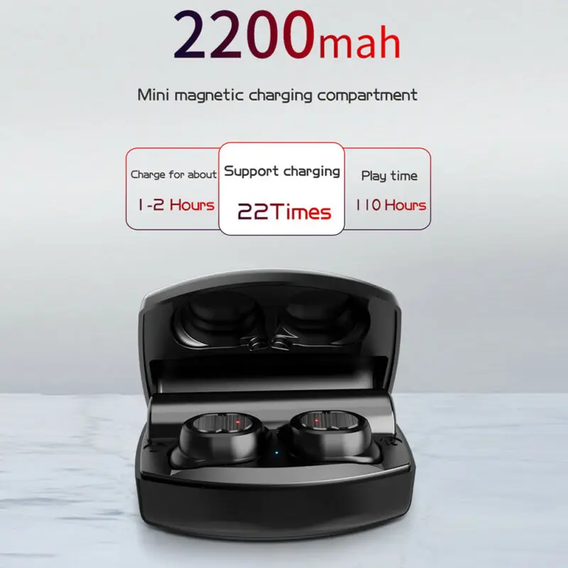 Мини Bluetooth 5,0 гарнитура TWS беспроводные наушники-вкладыши стерео сенсорное управление Handfree наушники с микрофоном 2200 мАч зарядная коробка