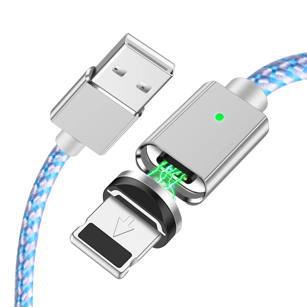 Магнитный usb-кабель OLAF 3A для iphone 6 6 S, кабели для быстрой зарядки, магнитное зарядное устройство для iphone xs max xr 7 8, магнитный usb-кабель Kabel - Цвет: white blue