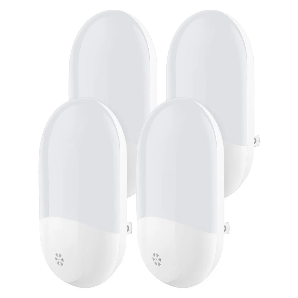 DeFong 4 Pack Plug in Night Light Warm White LED Nightlight Sensor