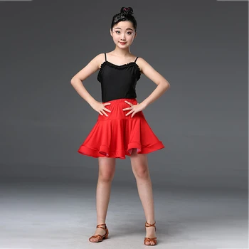 

2019 Children Latin Dance Costumes Children Short Camisole Ballroom Dance Dresses Kid Salsa Rumba Chacha Samba Tango Latin Dress