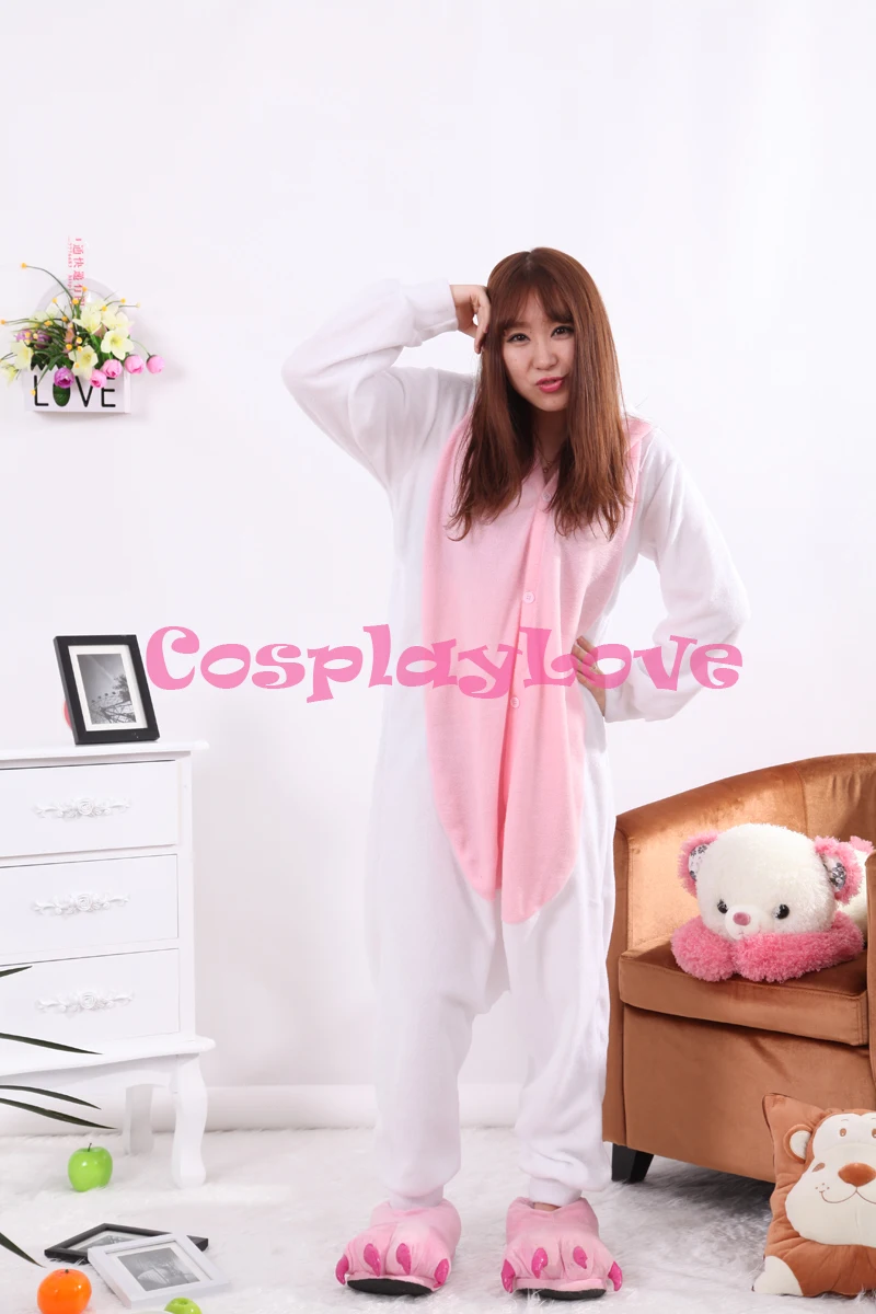 White Rabbit Pajamas Animal Cosplay Costume Kid Adult Pajamas Onesies