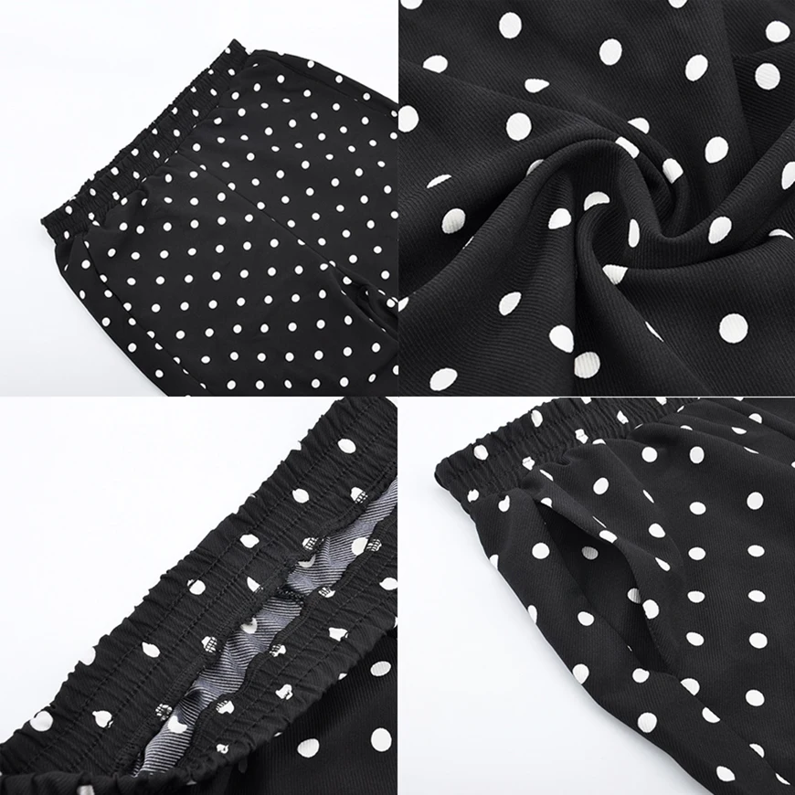 ZYFPGS 2019 Women's Black Dots Casual Pants Corduroy Fabric Casual Women Pants Plus Size Retro Waist Loose Sales Leader Z0710 ZYFPGS 2019 Women's Black Dots Casual Pants Corduroy Fabric Casual Women Pants Plus Size Retro Waist Loose Sales Leader Z0710