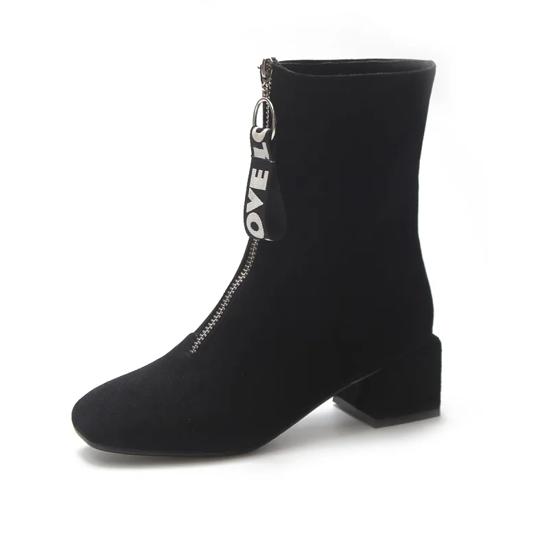

2019 autumn and winter new in the middle of the zipper Martin boots with foreign trade women's boots black ljj 0216
