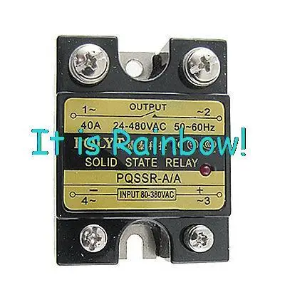 

Free Shipping 40A 24-480V AC to 80-380V AC Solid State Relay SSR-40AA