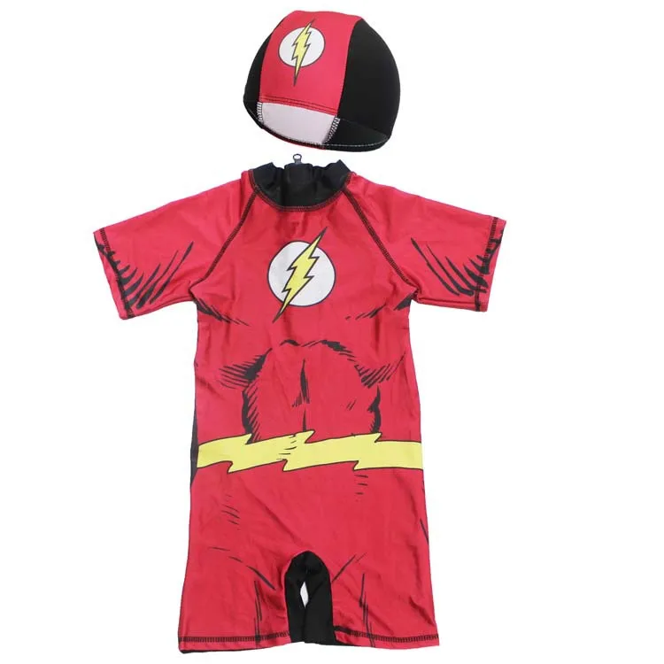 Купальный костюм для мальчиков, От 2 до 11 лет для малышей, супер герой, UPF50+ пляжная одежда, строгий детский купальный костюм для мальчиков Цельный купальник с шапочкой - Цвет: 4