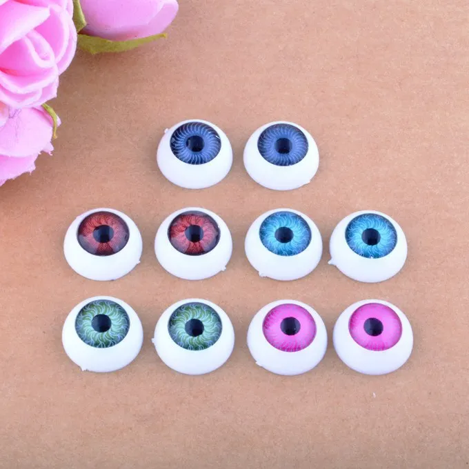 100pcs(50pairs)/Box size12mm Half Round Plastic Doll EyeBall Mix Color