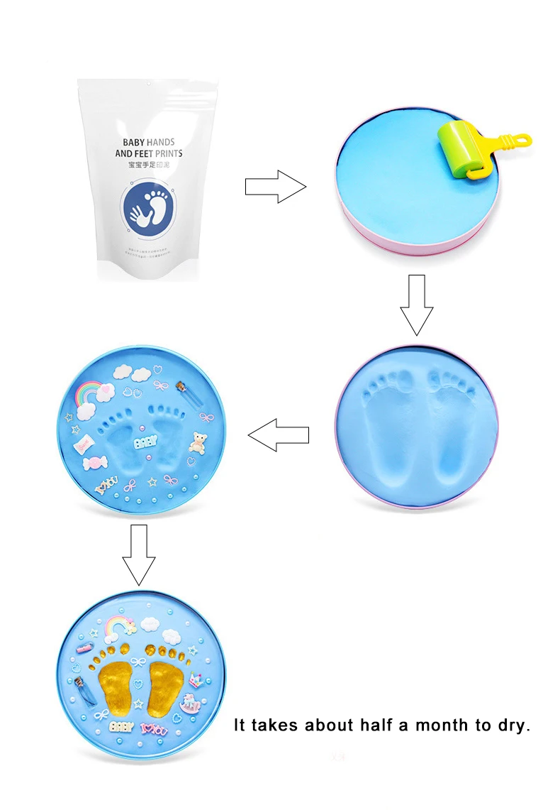 Детский комплект отпечаток руки ребенка грязи и ног Печать Детские сувениры ребенок рука и форма нога сто дней подарок