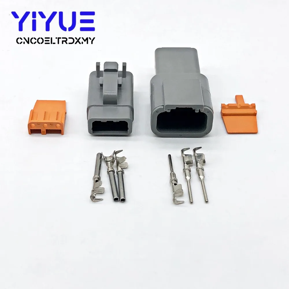 10 компл. 3 Pin Deutsch DTM разъем провода DTM06-3S/ATM06-3S DTM04-3P/ATM04-3P серый Водонепроницаемый Женский Мужской авто Plug