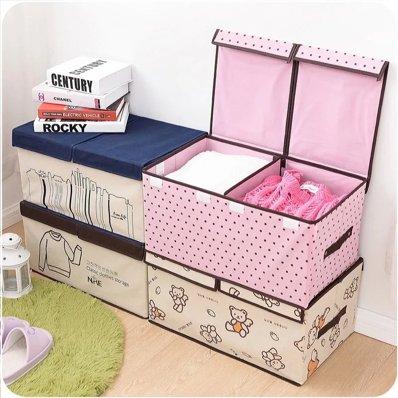 wholesale Korea non woven covered storage box size clothing storage box