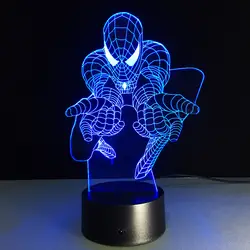 Человек-паук 3d ночник 7 цветов Изменение usb настольная лампа светодиодный сенсорный переключатель бар свет для мальчиков подарки для детей
