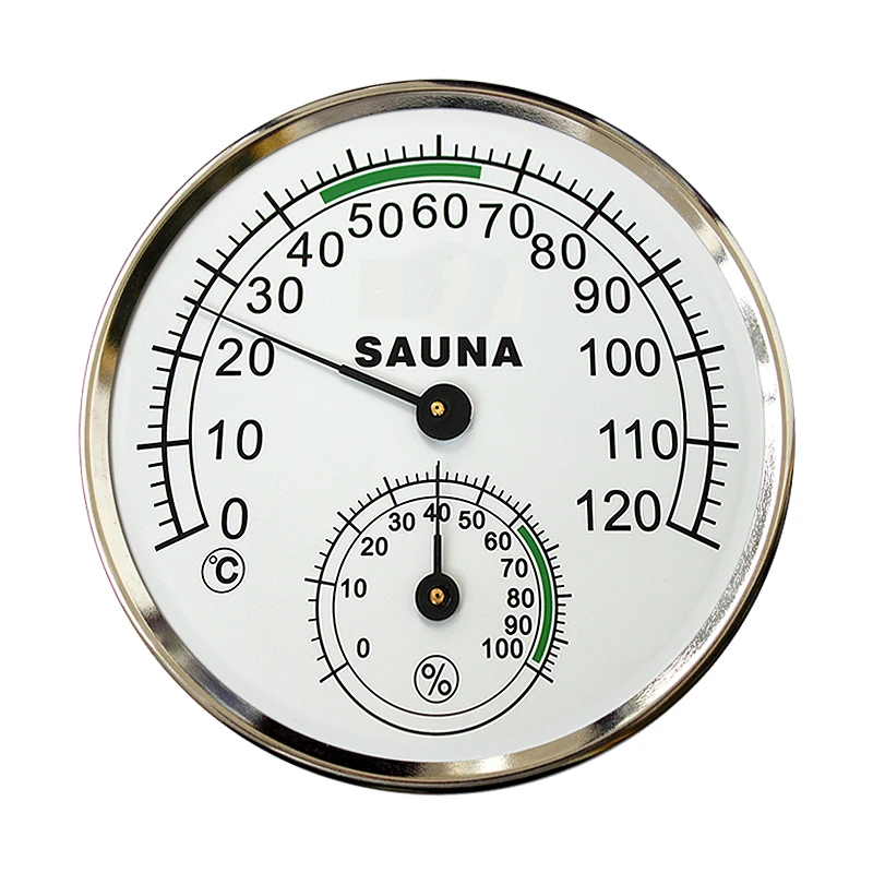 En Ligne 5 pouces Cadran Thermomètre Hygromètre Coque Métallique Sauna Hygro thermomètre