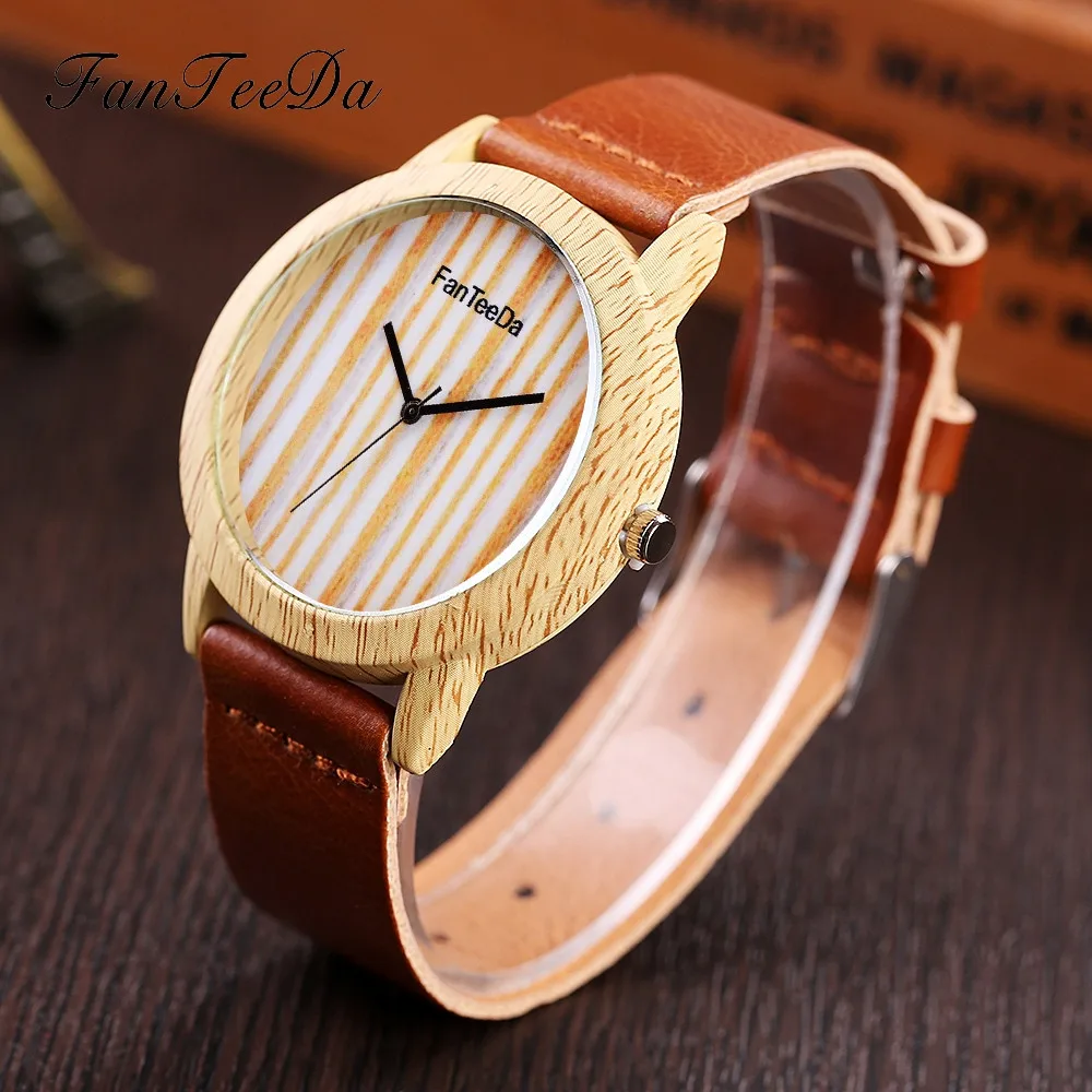 

2019 Hot Luxury Women Watch Fashion Creative Wooden Dial Leather Band Analog Quartz Round Wrist Watches Reloj de hombre Wd3 sea