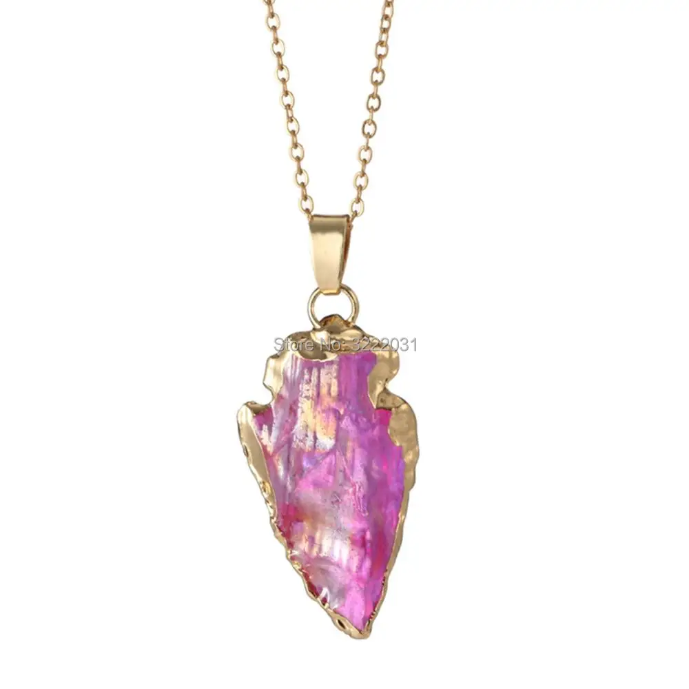 4- pink pendant chain necklace