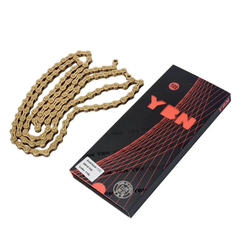 Cheap YBN bicycle chain GH10-TIG golden half hollow MTB bike chains 10 speed 116 link 279g ultralight mountain road bike Parts 3 Cheap YBN bicycle chain GH10-TIG golden half hollow MTB bike chains 10 speed 116 link 279g ultralight mountain road bike Parts 3