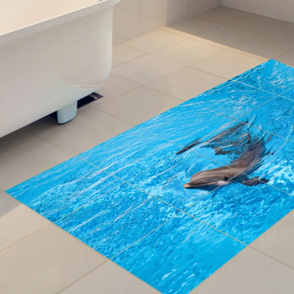 Dolphin 3D Floor Stickers Removable Waterproof Non slip Home Decor