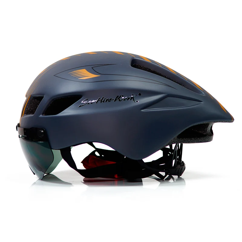 В форме TT велосипедные шлемы с линзой дорожный MTB Aero-R1 магнитные всасывающие очки шлем TT триатлон велосипедные шлемы очки - Цвет: 14