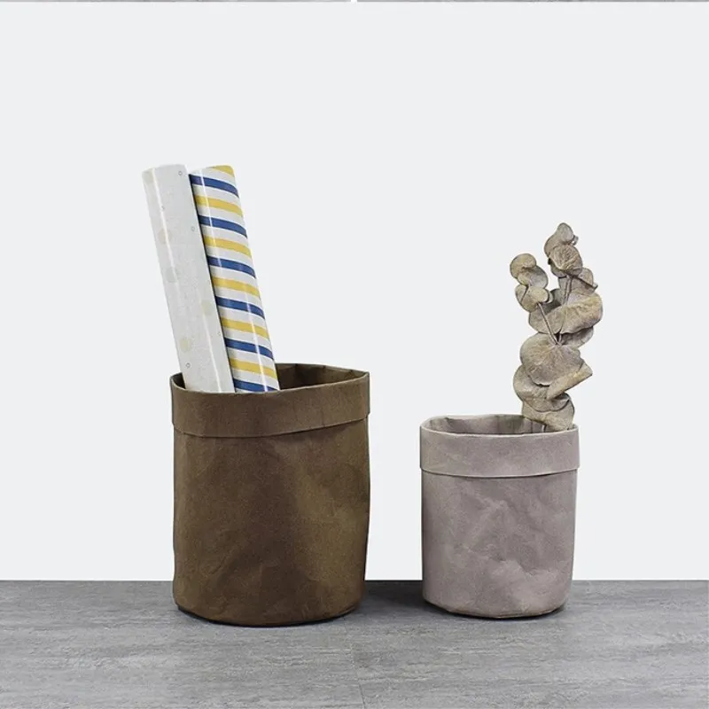 Моющиеся крафт-бумажные сумки в скандинавском стиле сумки для хранения для дома, цветочные горшки, чехлы для офисного стола, косметичка, органайзер для мелочей