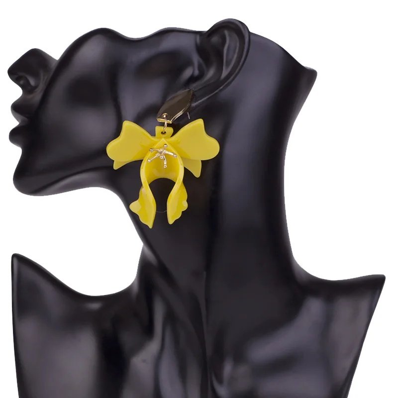 GuanLong Trendy New Fashion Drop Flower Resin Earrings for Women Big Long Metal Dangling Acrylic Earring Elegant Gifts Jewelry (6)