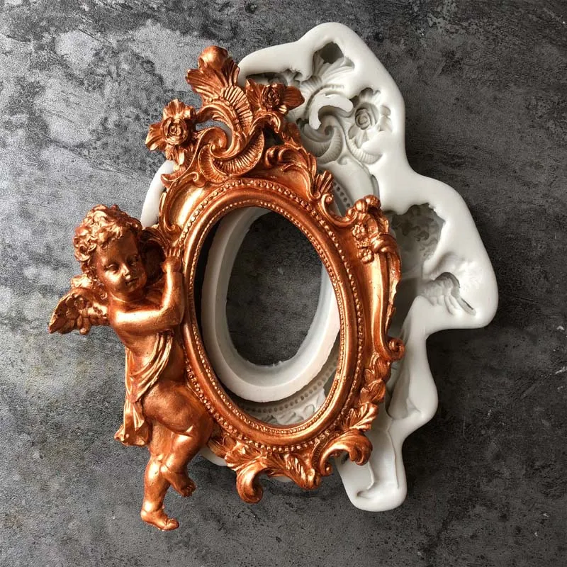 

Aouke Retro angel photo frame Silicone Decorating Molds Cake Silicone Mold Sugarpaste Candy Chocolate Clay Mould K146