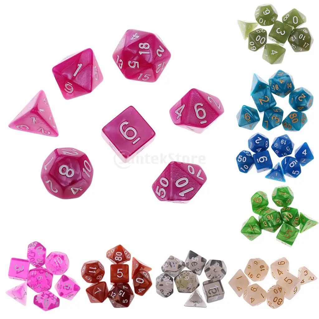 

7PCS Polyhedral Dice D20 D12 D10 D8 D6 D4 16mm for Dungeons and Dragons Dice DND MTG RPG