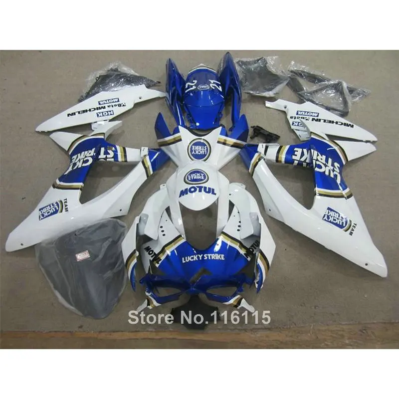Набор обтекателей ABS под заказ для SUZUKI K8 GSXR 600 750 2008 2009 blue LUCKY STRIKE GSXR600 GSXR750 08 09 10