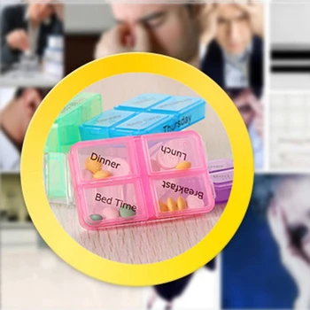 

7Days Weekly Medicine Health Storage Pill Box With Printed Braille storage organizer drawer organizer Household medicine storage