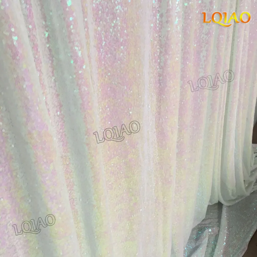 

LQIAO 9FTX9FT Sequin Curtain Backdrop,Iridescent White Sequin Fabric Background,Photography Curtain for Wedding Christmas Decor