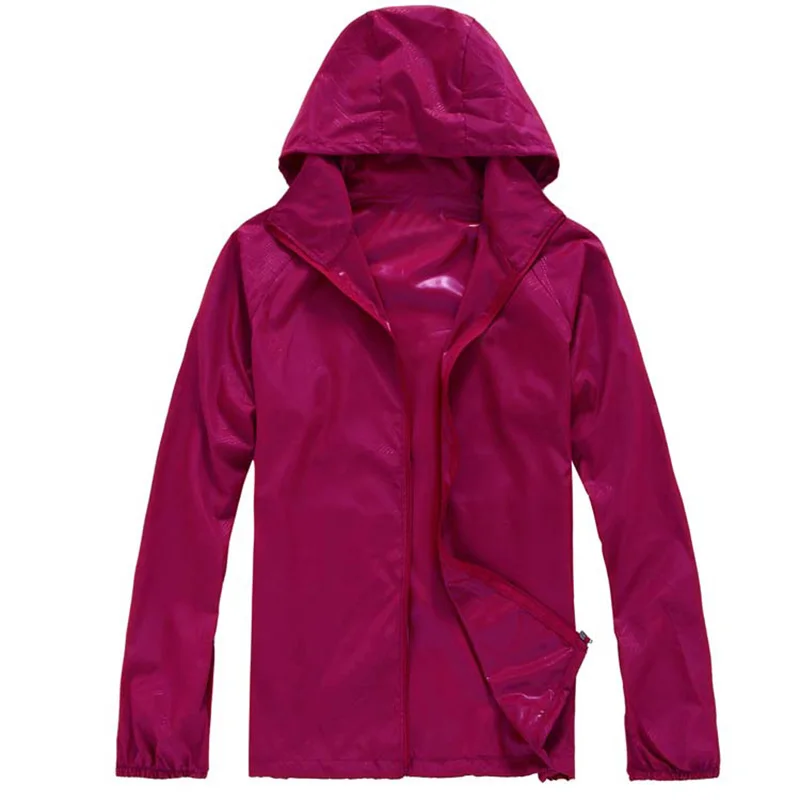 Мужские и женские быстросохнущие кожаные куртки водонепроницаемые пальто с защитой от ультрафиолета Спортивная брендовая одежда для отдыха на природе походная Мужская и женская куртка - Color: Fuchsia