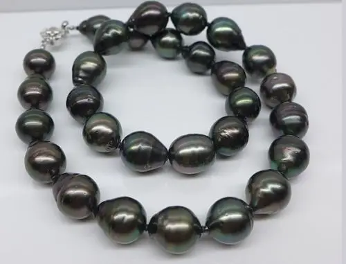 

Jewelr 004412 NATURAL TAHITIAN GENUINE BLACK BLUE GREEN DROP PEARL NECKLACE